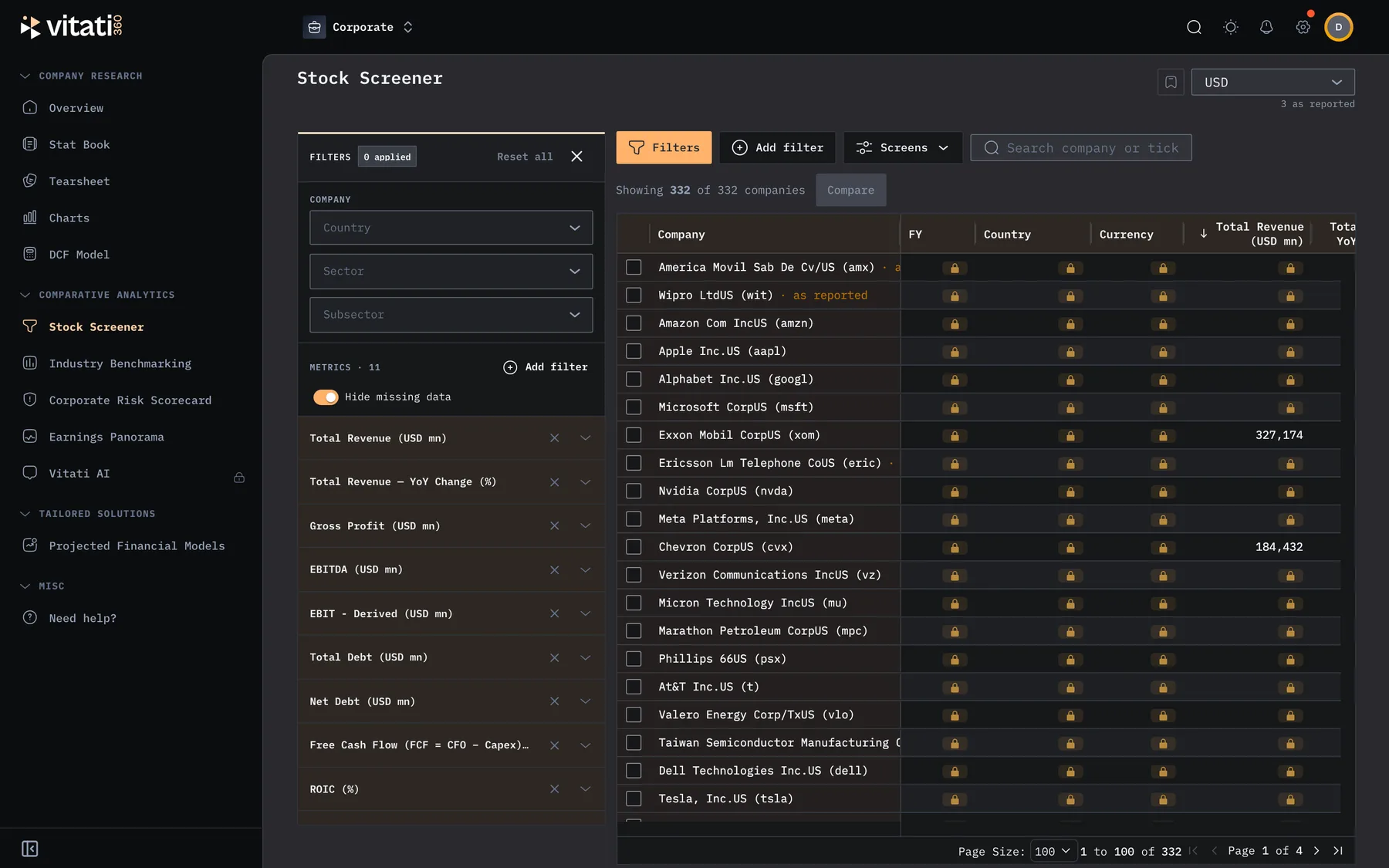 Stock screener